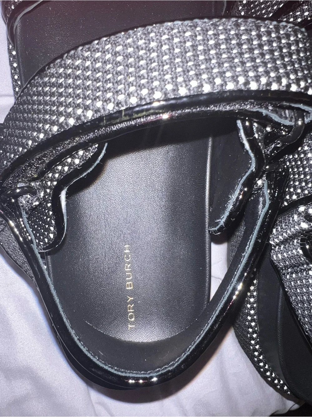 Tory Burch Black Embellished Strap Sandals